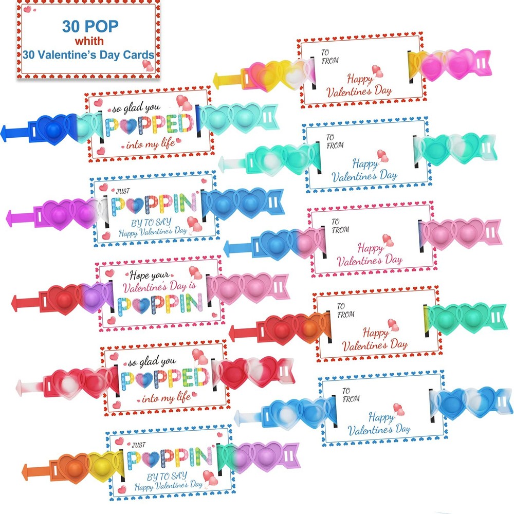 30pcs Classroom Valentines Day Cards for Kids Bulk Party Favors  