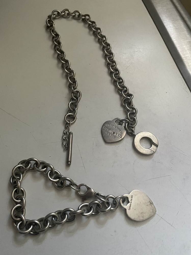 Vintage Tiffany & Co. 925 sterling silver toggle necklace and bracelet.