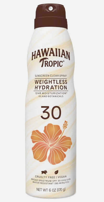 Hawaiian Tropic Weightless Hydration Sunscreen Clear Spray SPF 30 EXP 9/26