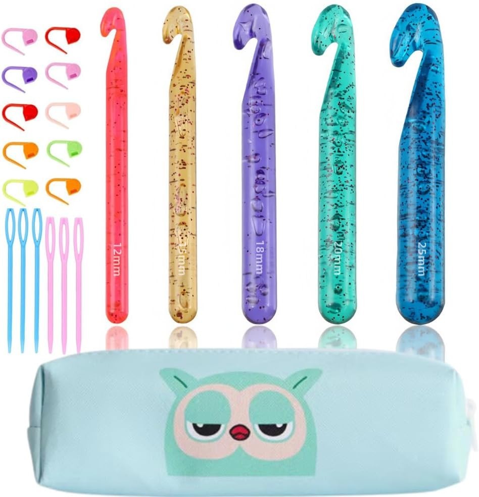 Jumbo Crochet Hook Set with 5 Sizes 12-25mm