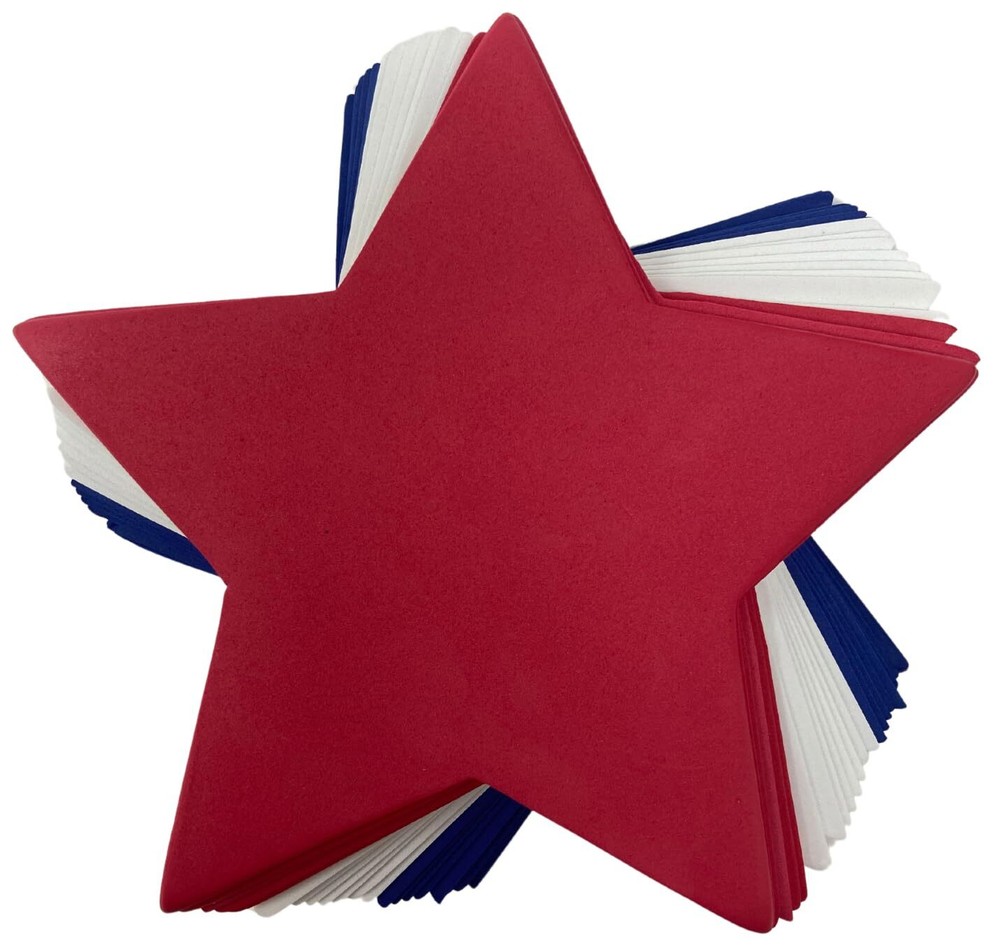 Red White and Blue Stars - 24 Foam Stars Patriotic Decorations Star Cutouts f...