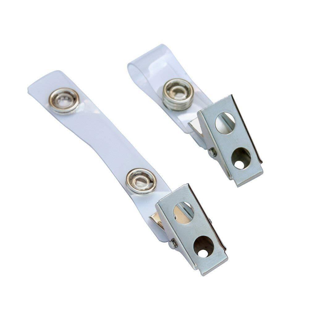 YYaaloa 30pcs Badge Holders Metal Badge Clips with Clear PVC Straps for ID Ca...