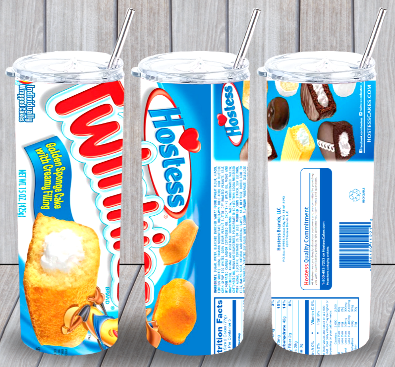Twinkies Cakes Multicolor 20oz Insulated Tumbler Lid Plastic Straw New