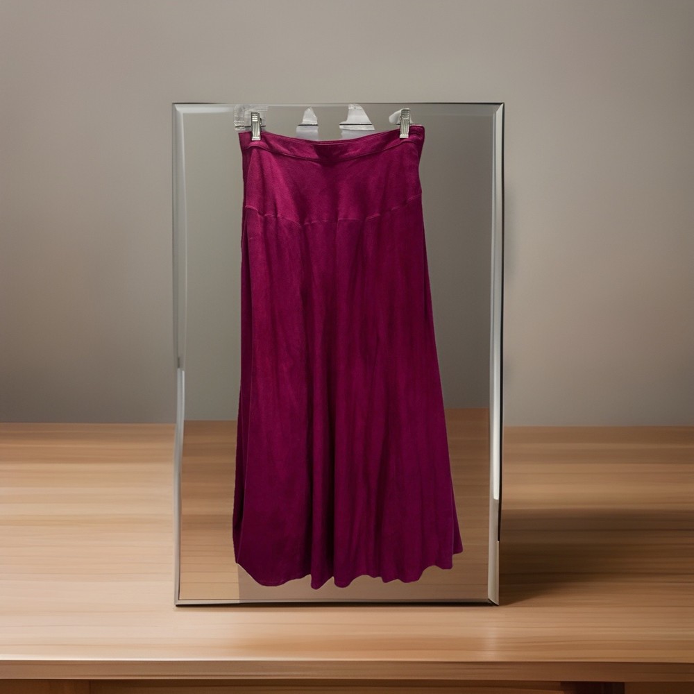 Ciaosport Women’s 8 Suede Leather MIDI Skirt Magenta Fuchsia Hong Kong