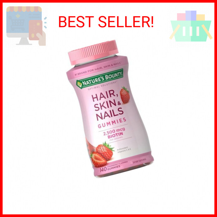 Nature's Bounty Hair, Skin & Nails with Biotin, Strawberry Gummies Vitamin Suppl