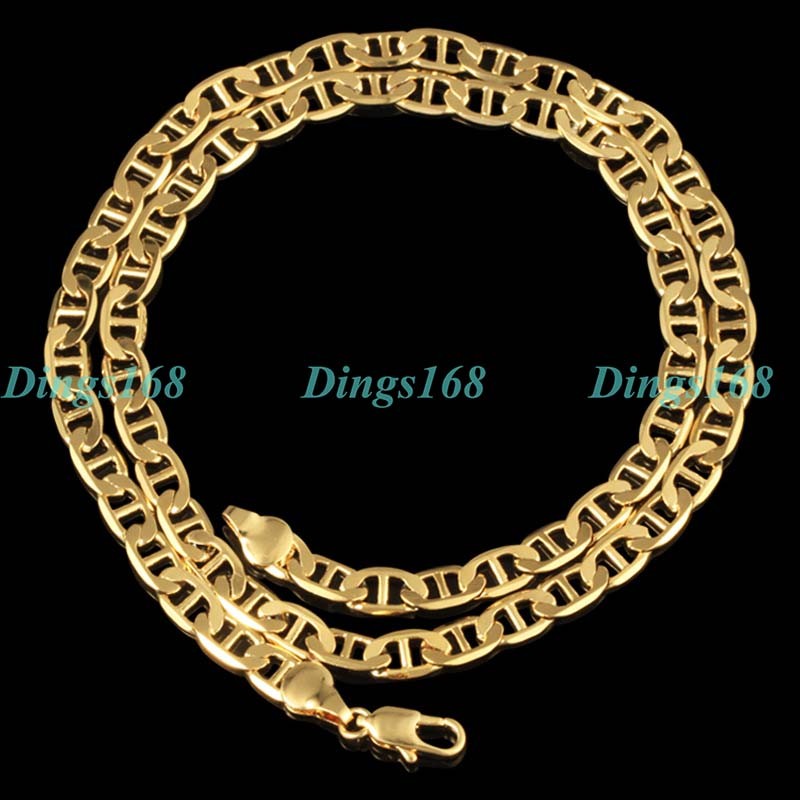 18K Yellow Gold Filled Flat Mariner Link Anchor Chain Necklace, Bracelet, Anklet