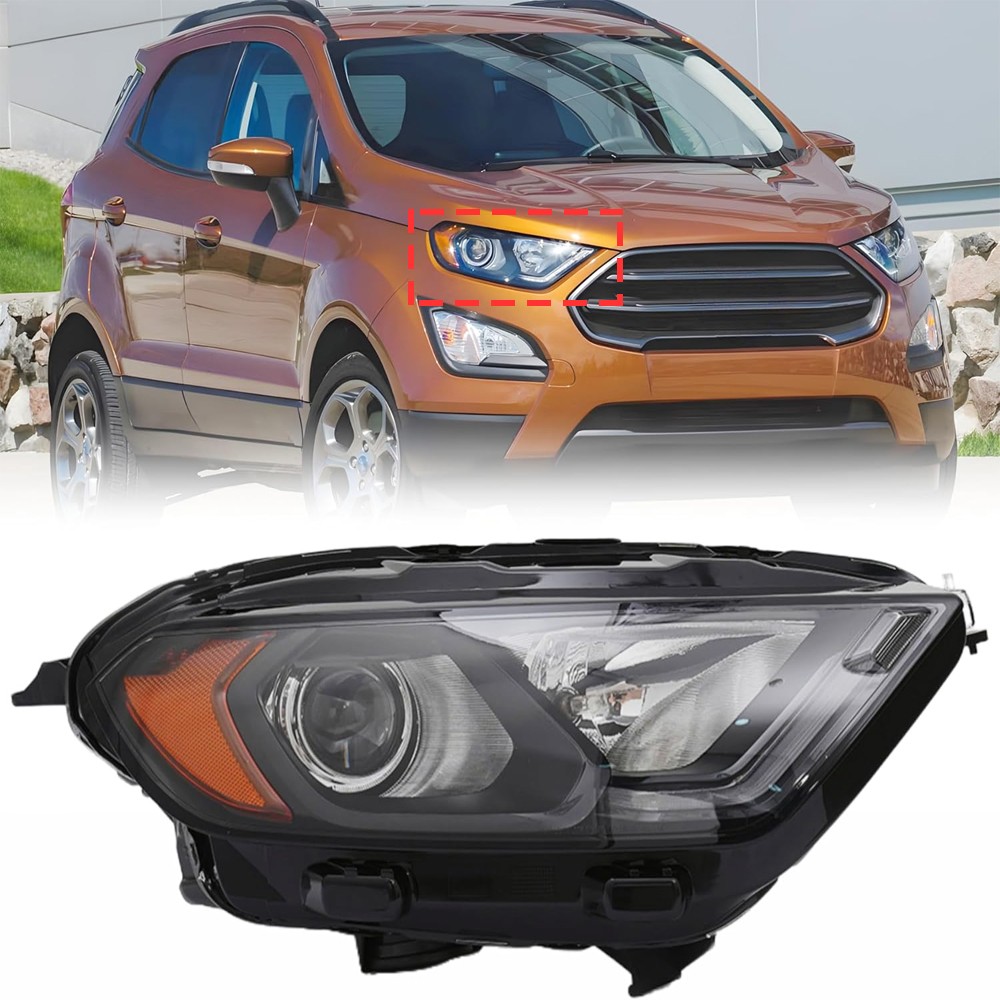For 2018-2023 Ford EcoSport Halogen Headlight Chrome Passenger Side W/ LED DRL