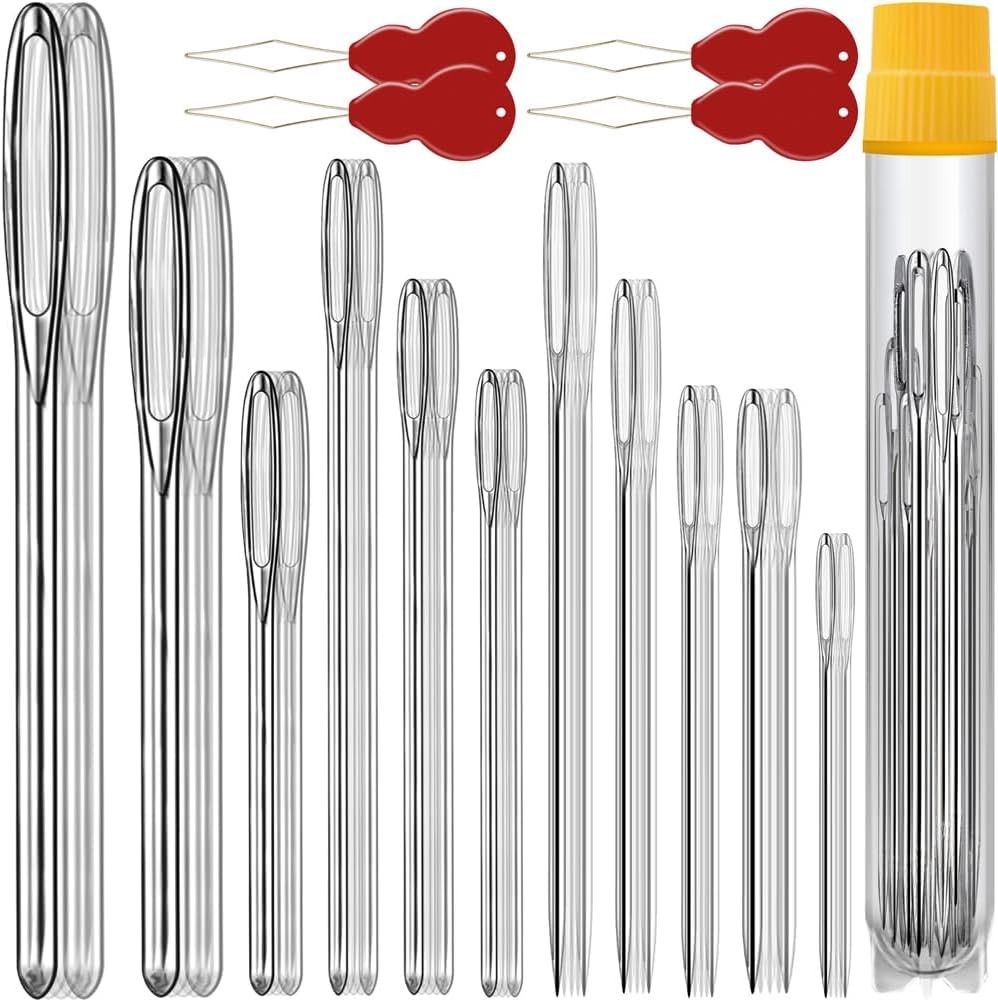 55-Piece Large-Eye Blunt Sewing Needles Kit with Silver Finish