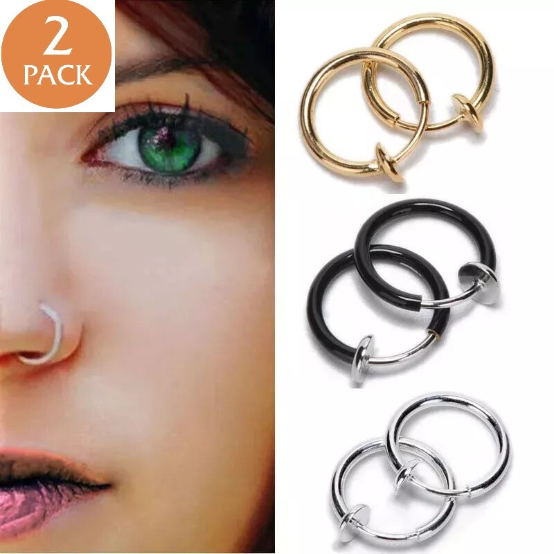 Clip-On Spring Action Non-Piercing Fake Septum Lip Cartilage Nose Tragus Ring