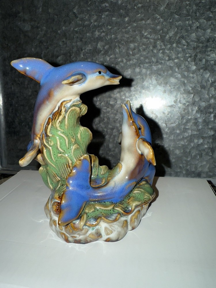 Pre Owned Ceramic Dolphins Figurine