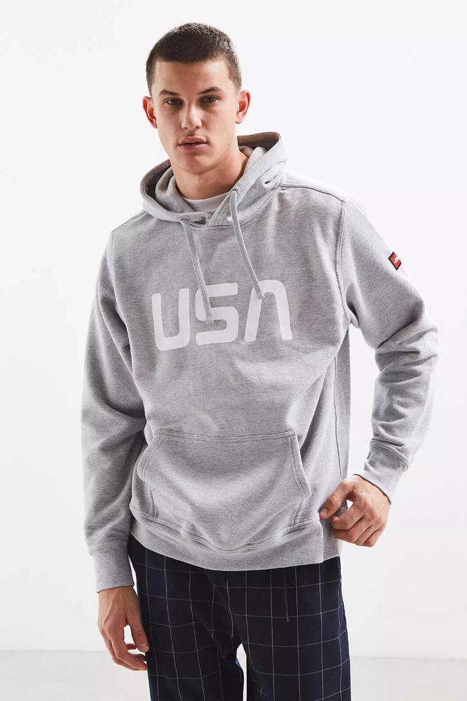 North Face USA Cotton Blend Gray Hoodie for Adults - Small