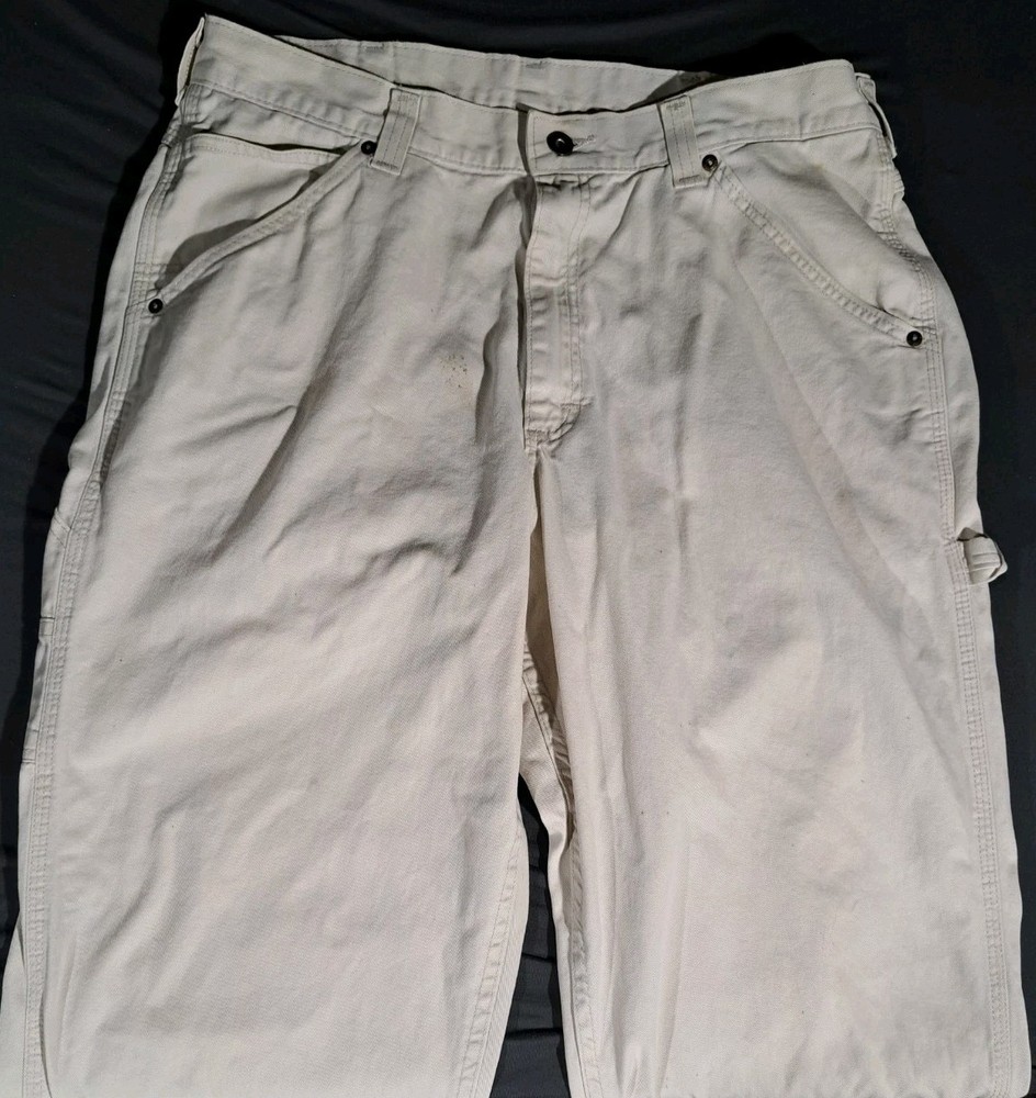 Vintage 90s Lee Dungarees Light Geig Carpenter Loose Straight Jeans Mens 36 X 32