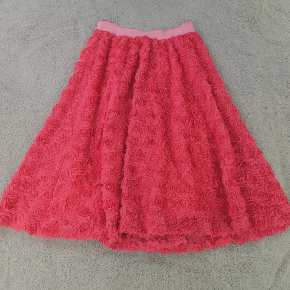 Maeve Anthropologie Skirt Womens Small Pink Midi Floral Applique Valentines