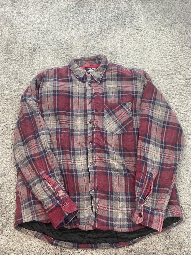 Men's Large Red Plaid Fleece-Lined Western Work Shacket