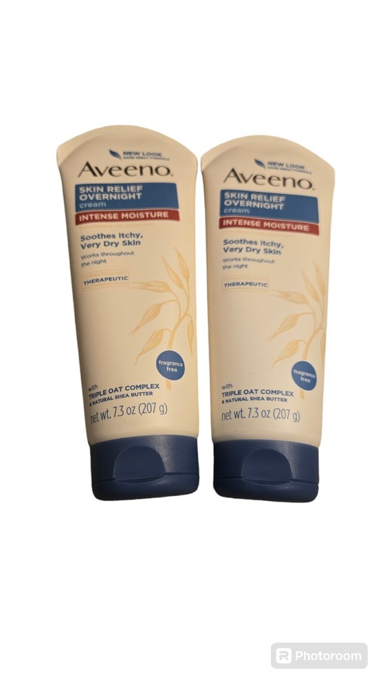 Aveeno Super Relief Overnight Cream Intense Moisture Triple Oat Complex Lot Of 2