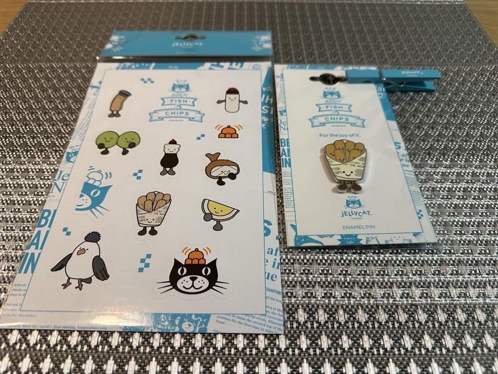Jellycat Fish Chips Sticker Set Uk Limited Edition