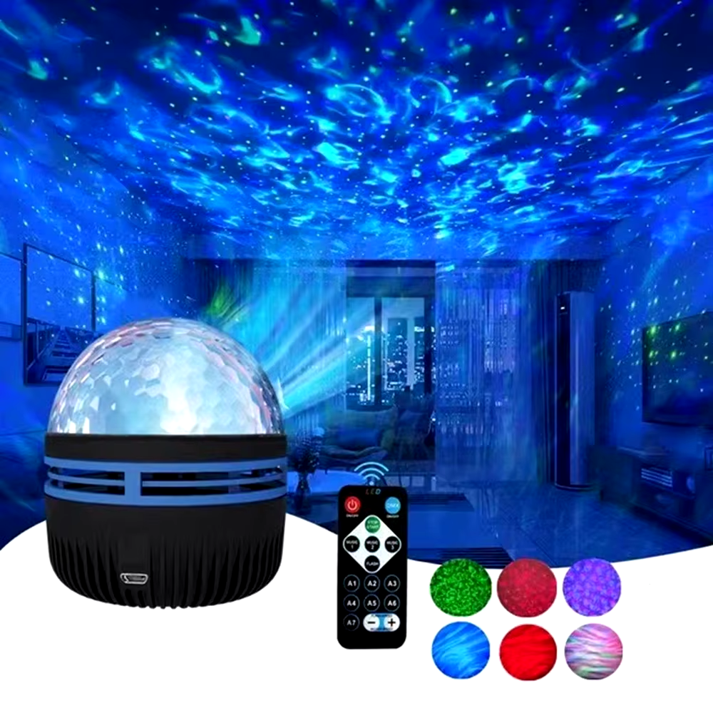 LED Starry Galaxy Ocean Wave Projector RGB Smart Remote Control Lamp KTV USB  Li