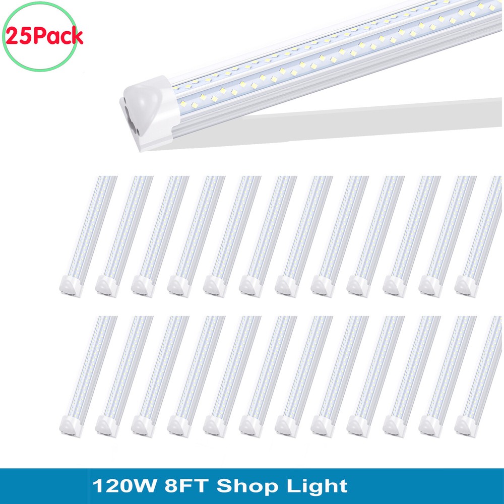 25Pcs 120W Led Shop Light Fixture 8FT T8 Integration Led Tube Light 8 Foot Light