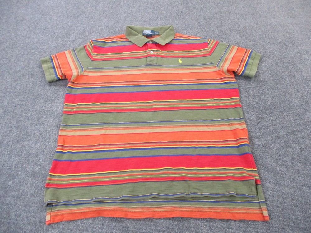 Polo Ralph Lauren Shirt Mens 2XL Colorful Striped Pony Logo Preppy Casual
