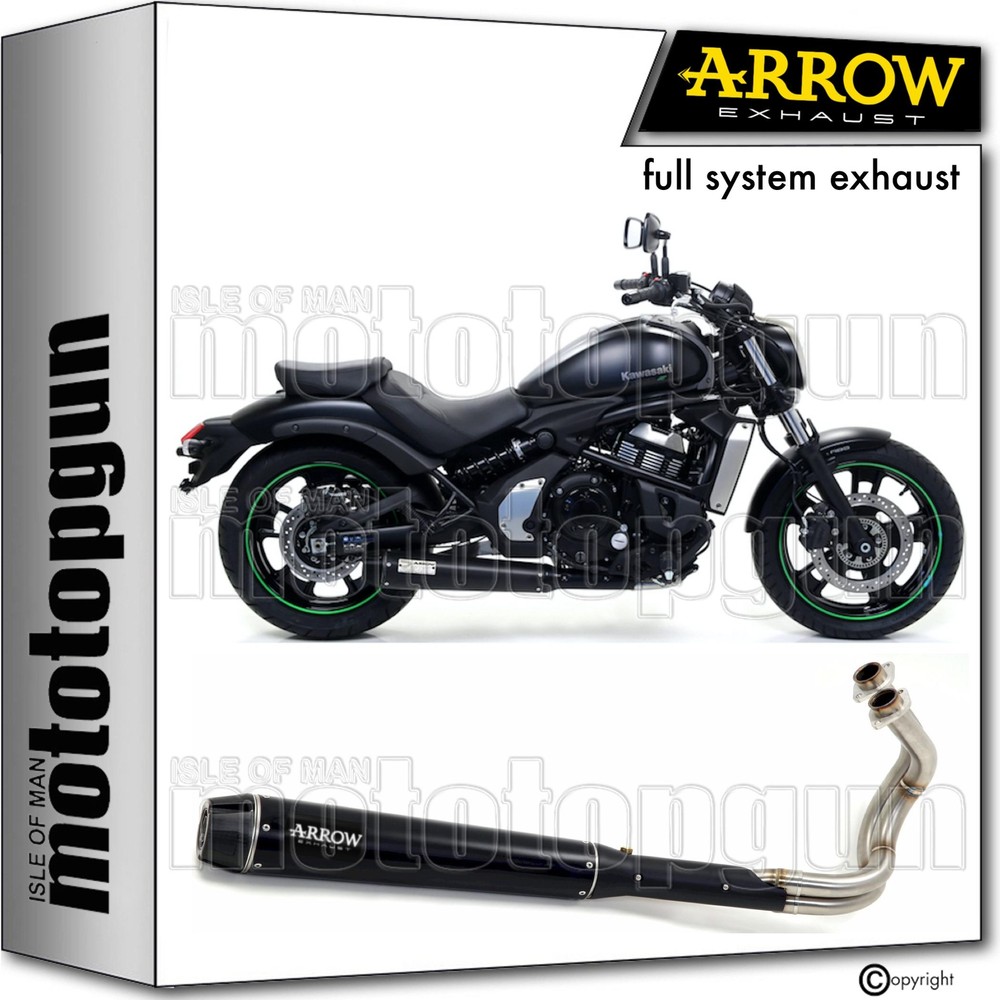 Black RC Full Exhaust System for Kawasaki Vulcan S 650 Cafe 17-20