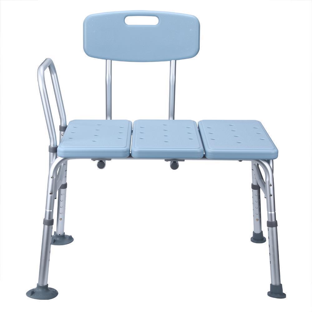 Adjustable Transfer Bench, Lightweight Medical Bath and Shower Chair with Back