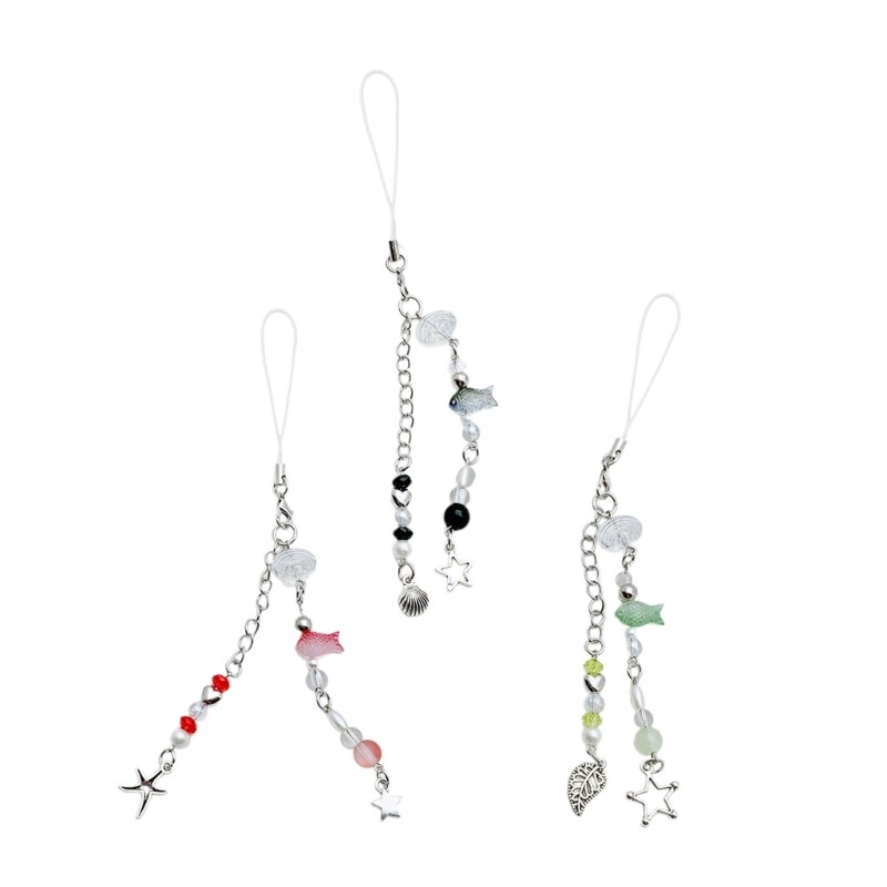 Unique Sea Themed Cellphone Strap Fish Shell Keychain Phone Ornament