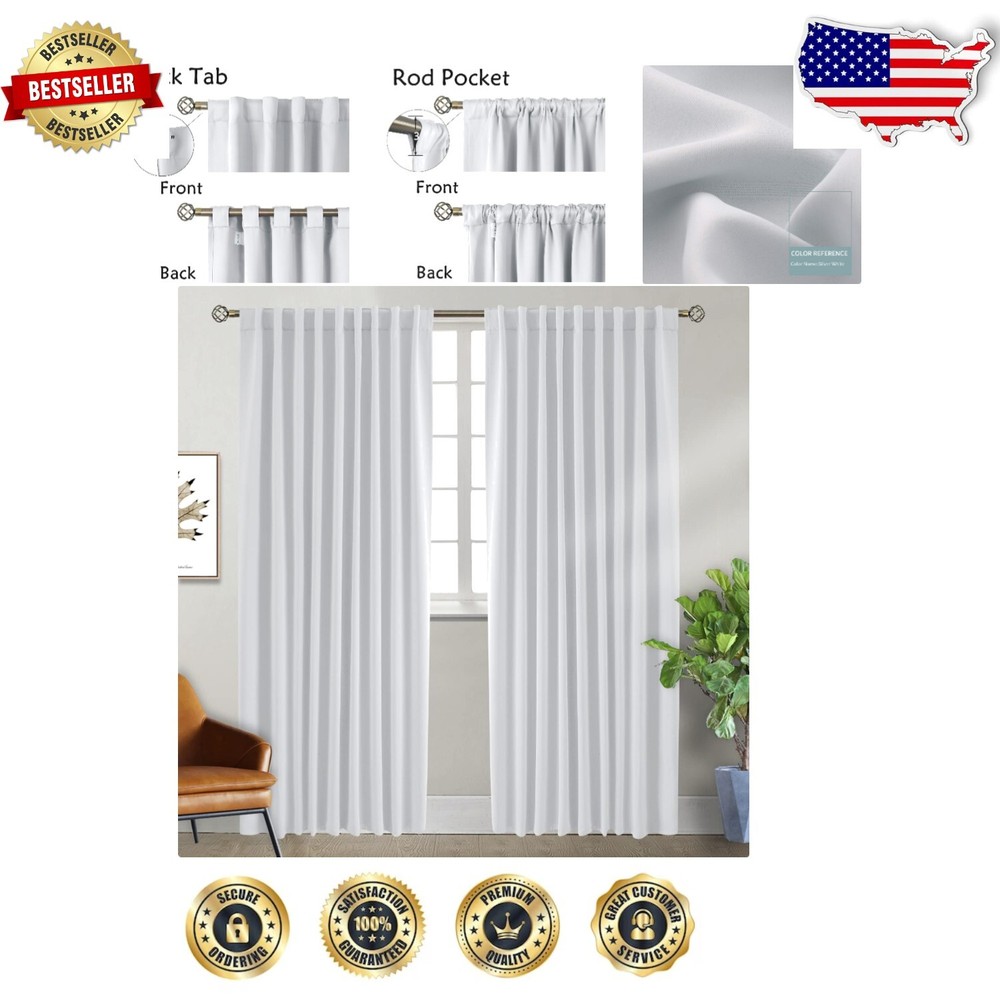 Versatile 84-Inch Greyish White Drapes - Insulated & Room Darkening Curtain Set