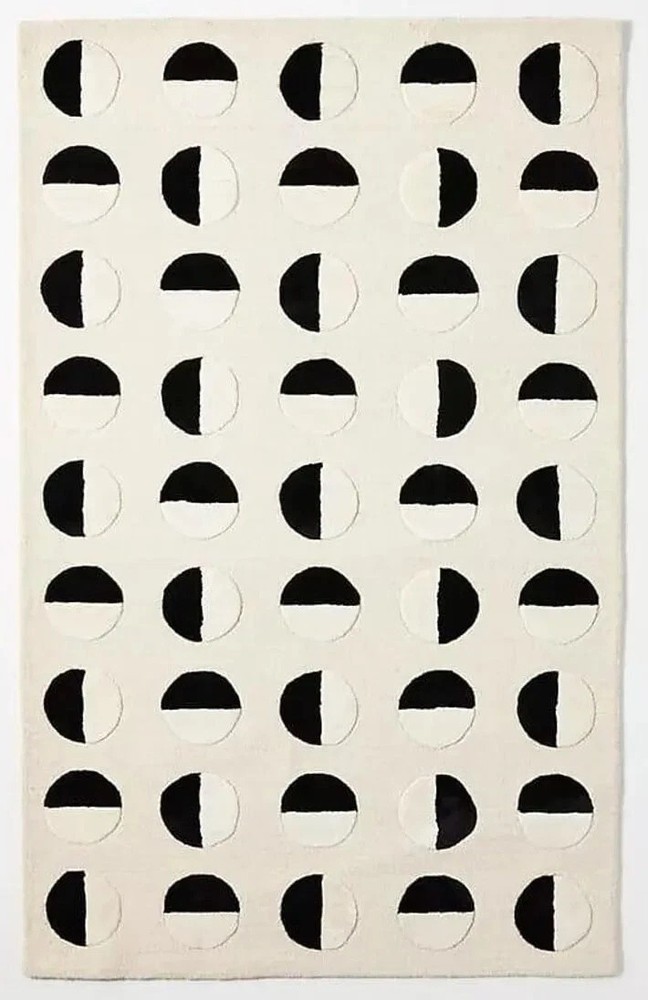 Polka Dot Hand Tufted Rug Area, 100% Blende Wool, Indoor area , Living Room area