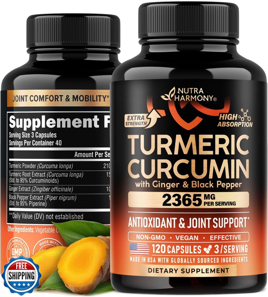 Turmeric Curcumin 2365mg with Ginger and Black Pepper Supplement