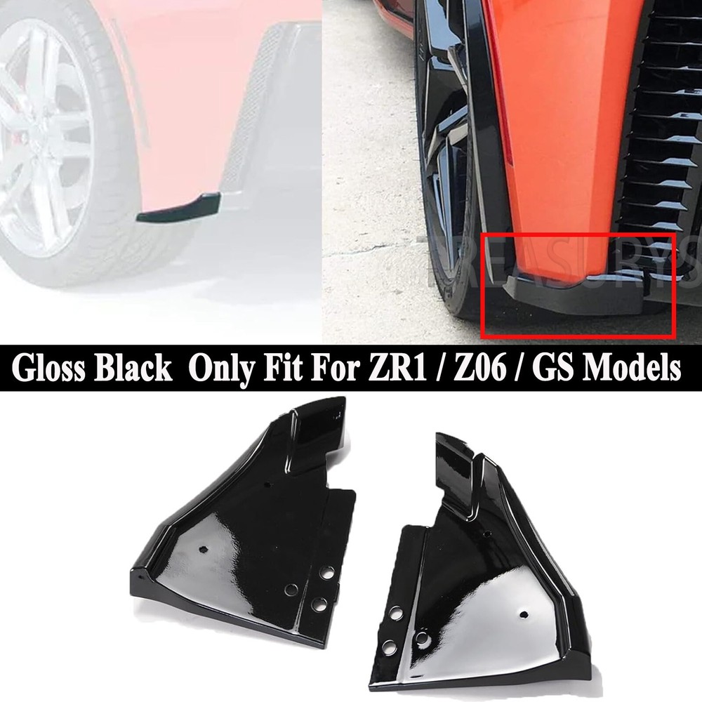 Rear Side Corner Splitter Aprons For Corvette C7 Z06 ZR1 GS 14-2019 Gloss Black