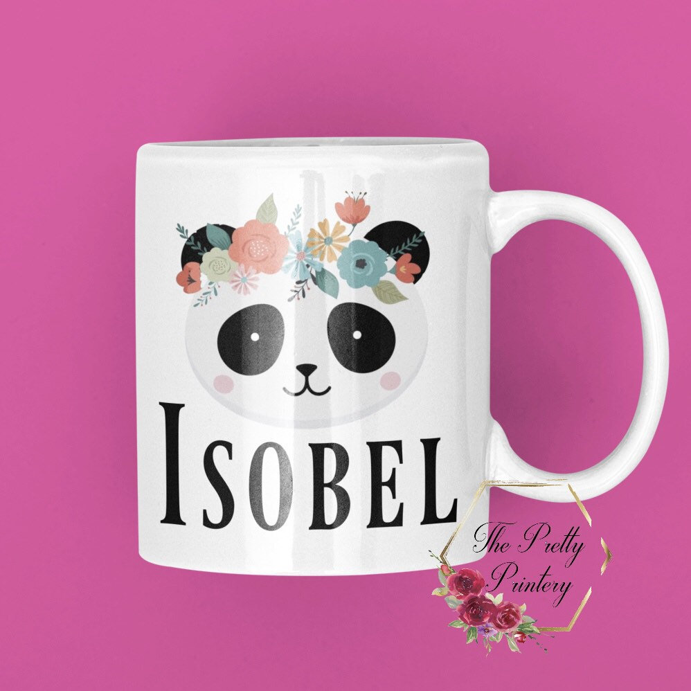 Custom Mug Own Name Cute Panda Bear Personalised Gift For Her Pretty Animal
