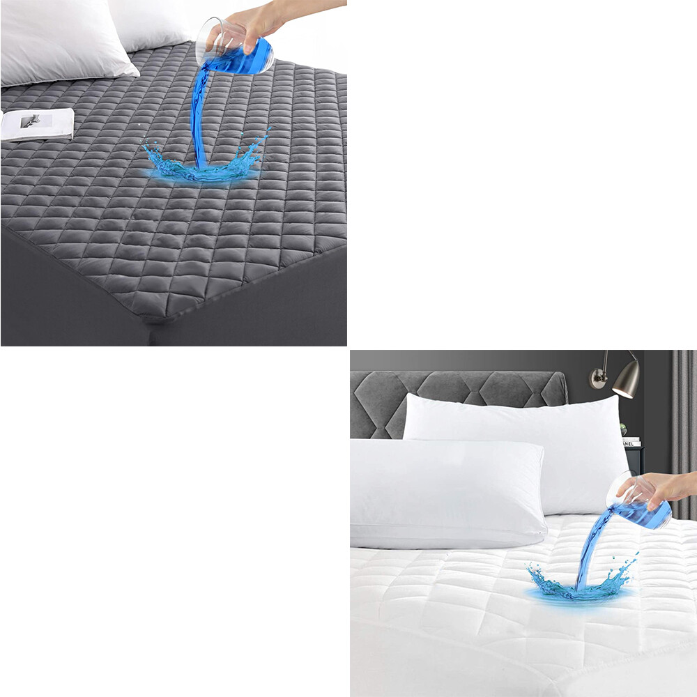 Mattress Pad Waterproof Fitted Topper Bed Protector Cover Pillow Top Washable