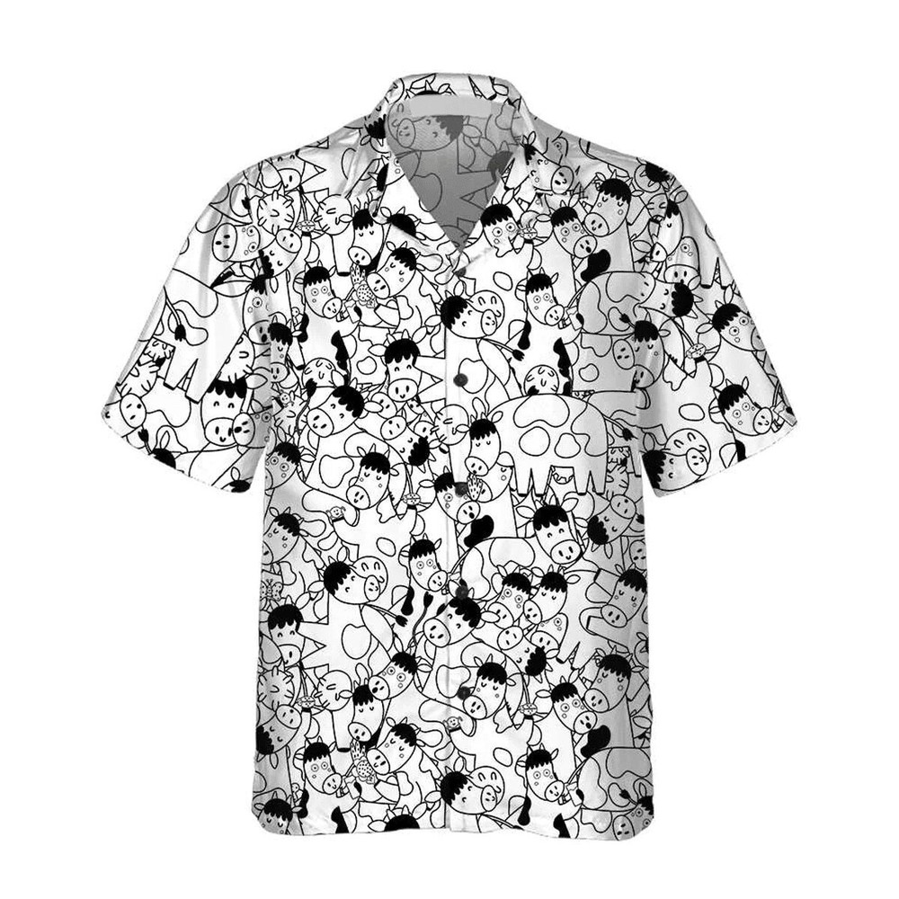 Cow Doodle Humor 3D Hawaiian Shirt with Fun Print Design