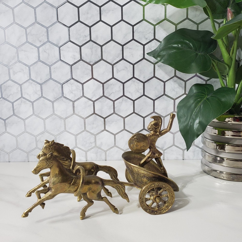 Achilles Trojan War Hero Bronze Chariot Sculpture Greek Mythology Statue