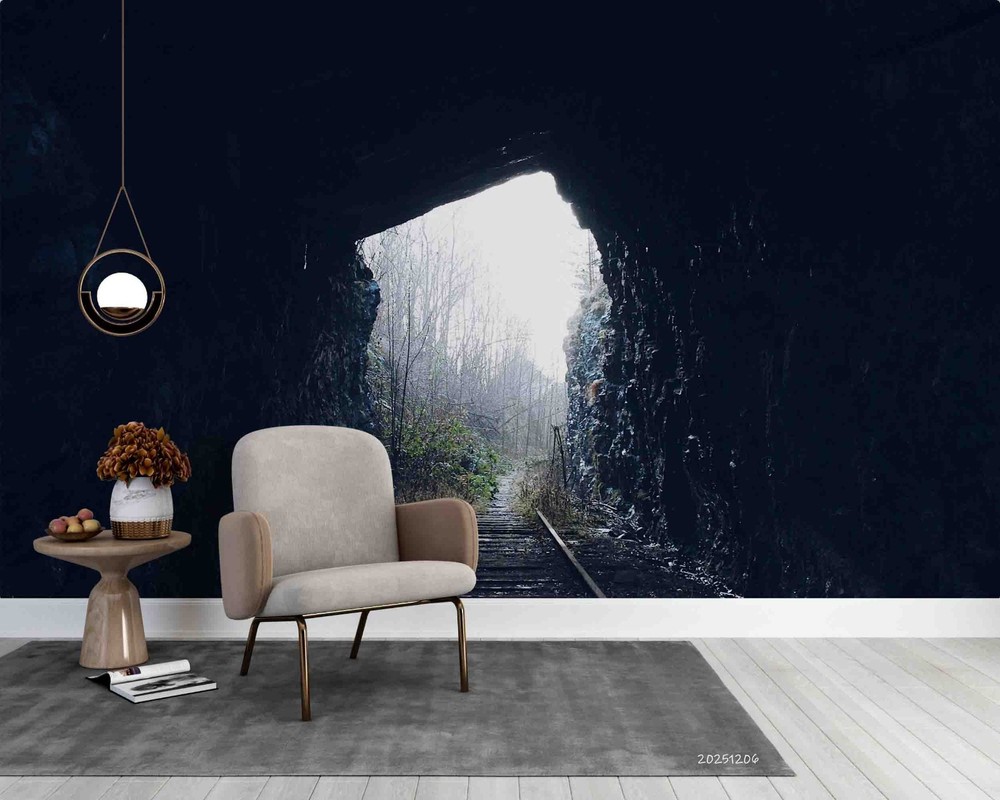 3D Railway Tunnel Landscape Wall Murals Wallpaper Murals Wall Sticker