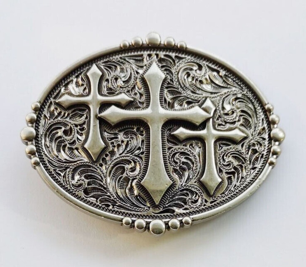 Retro Crosses Western Belt Buckle for Men & Women Cowboy Rodeo Casual Wear