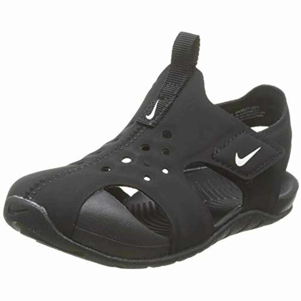 Nike Sunray Protect 2 Boys Size 2 Closed-Toe Sandals Black White