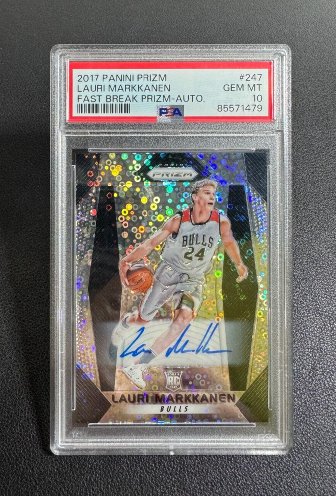 2017 Panini Prizm Fast Break Lauri Markkanen Rookie Auto #247 PSA 10 Gem Mint