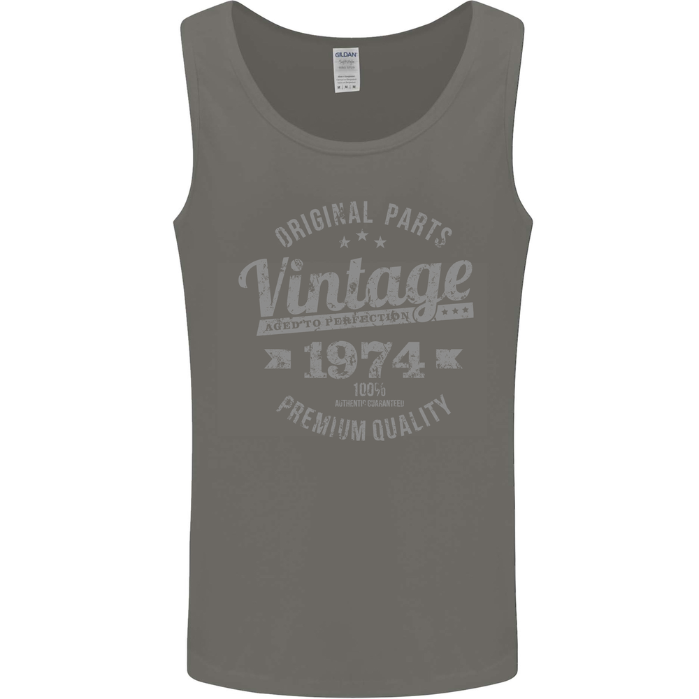 Vintage Year 51st Birthday 1974 Mens Vest Tank Top Charcoal