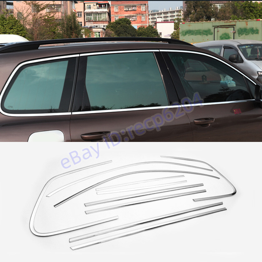 10PCS Chrome Windows Sill Molding Strip Trim For VW Touareg 2011-2018