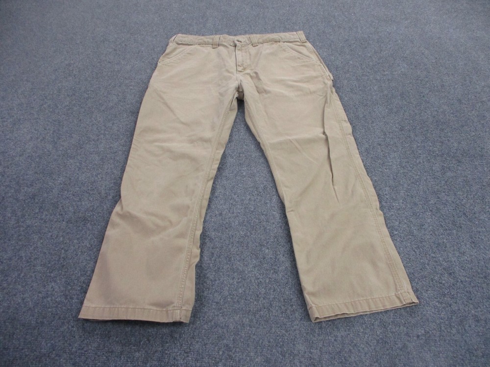 Carhartt Pants Adult 38 X 29 Beige Relaxed Fit Straight Leg Work Casual Mens