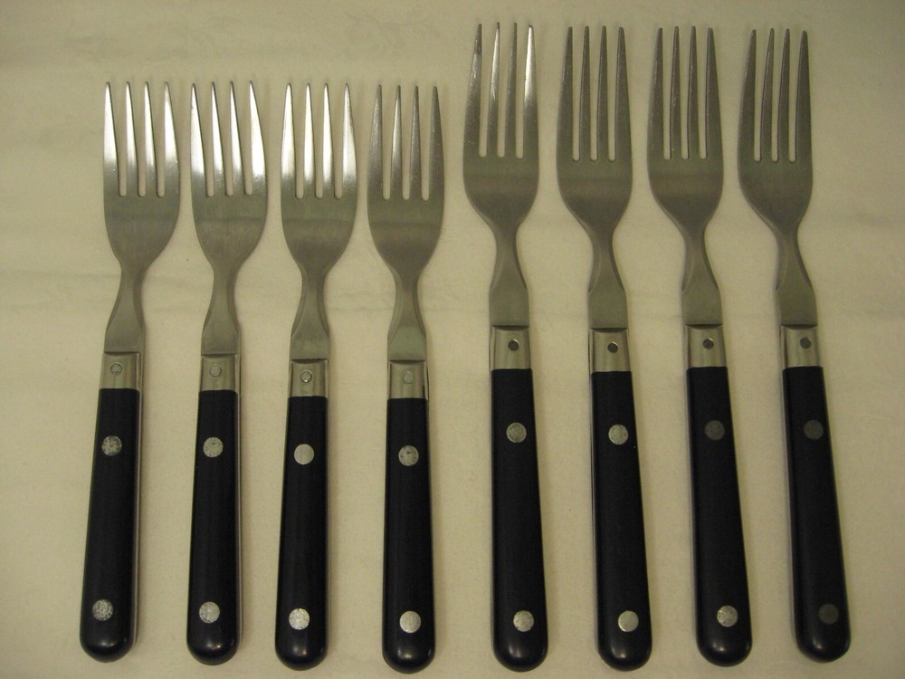 WF Washington Forge Mardi Gras stainless NAVY BLUE dinner + salad forks 8 total