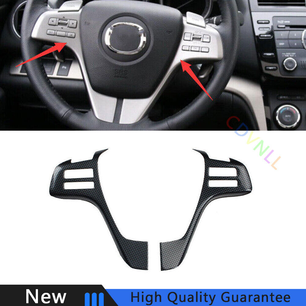 Fit For Mazda 6 2009-2013 Carbon Fiber Car Steering Wheel Decor Cover Trim 2*