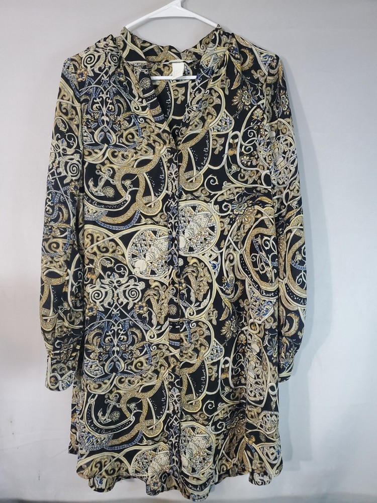 H&M Dress Women's Size 6/medium Long Sleeve Sheer Button Front