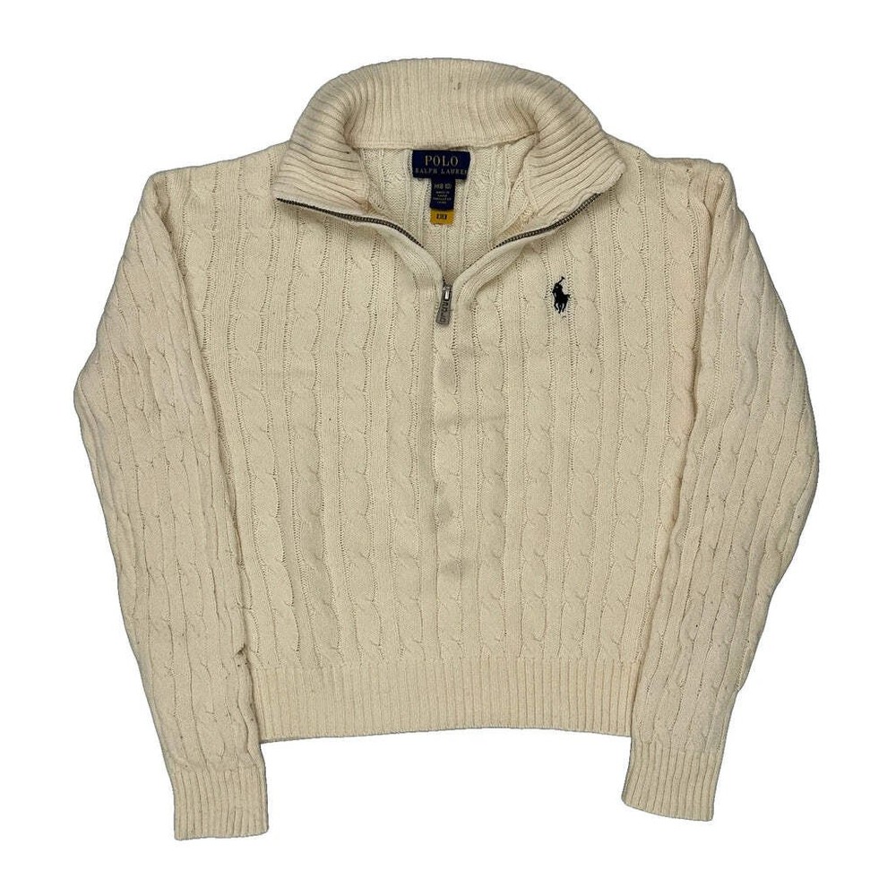 Age 8-10 Polo By Ralph Lauren 1/4 Zip - Medium Cream Cotton