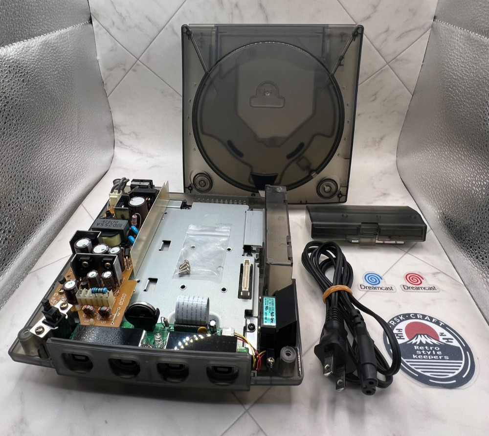 Sega Dreamcast VA1 Console Custom Smoke Shell Serviced - Optical Drive Removed