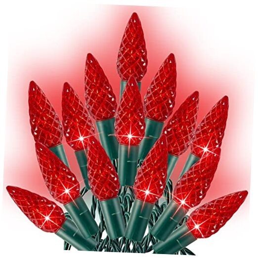 C6 Christmas String Lights 100 LED 33ft Waterproof Connectable Green and Red Holiday Decor
