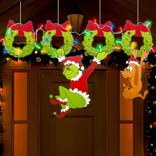 Outdoor Christmas Fence Decorations, 6Pcs Light Up Christmas Fence Peeker