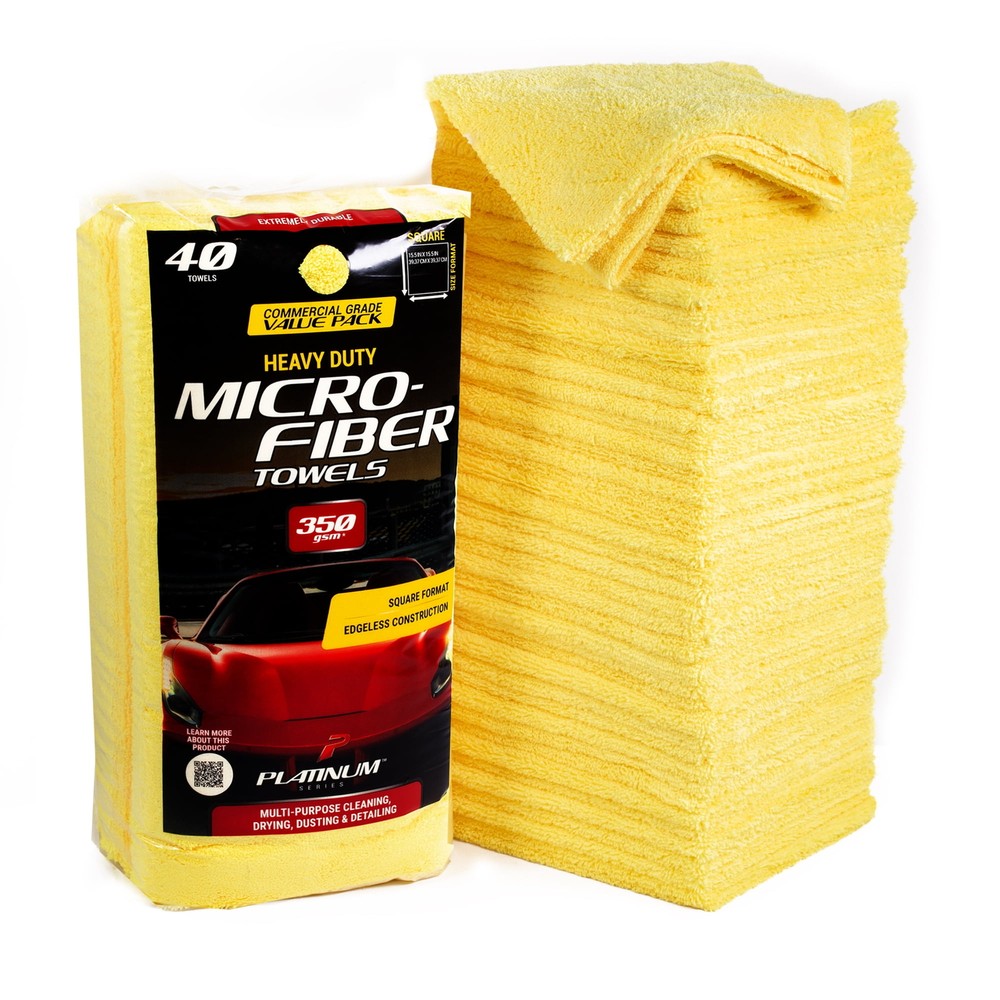 Heavy Duty Yellow Microfiber Detailing Towels 40-Pack Multipurpose Dust Cloths