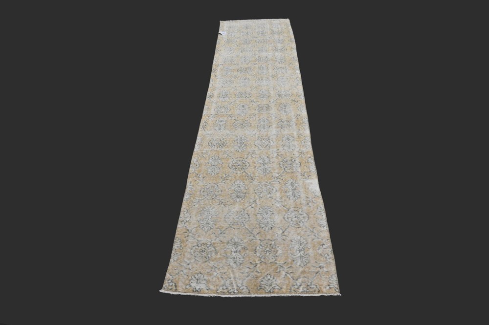 Vintage 2x10 Handmade Turkish Oushak Runner Rug Boho Anatolian Kilim in Orange